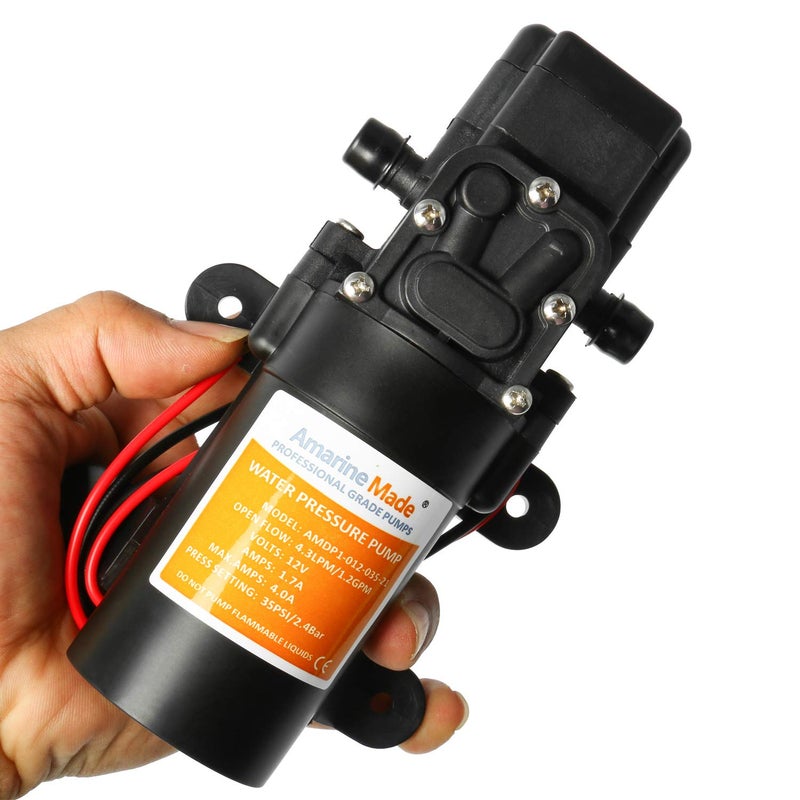 Amarine Made Fresh Water Pump Self Priming Sprayer Pump Water Pressure Pump 12V DC 1.2 GPM 35 PSI Diaphragm Pump for Caravan RV Marine Fishing Boat - Image 2